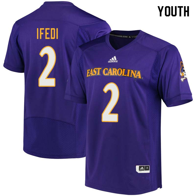 Youth #2 Kingsley Ifedi East Carolina Pirates College Football Jerseys Sale-Purple - Click Image to Close